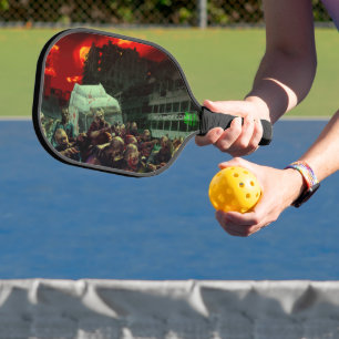 Palas De Pickleball Escena apocalíptica de Halloween de SlipperyJoe's