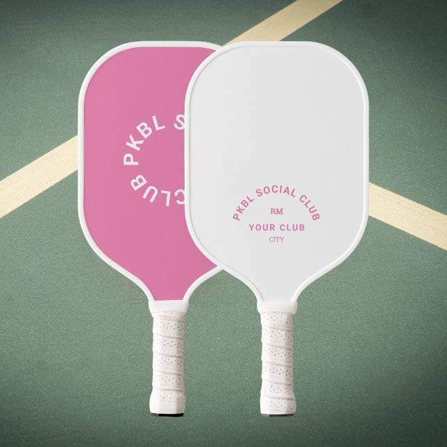 Palas De Pickleball Escudo monograma del club social PKBL rosa (Subido por el creador)