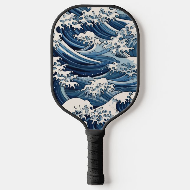 Palas De Pickleball Escudos efímeros: Reimaginan las olas de Hokusai (Anverso)
