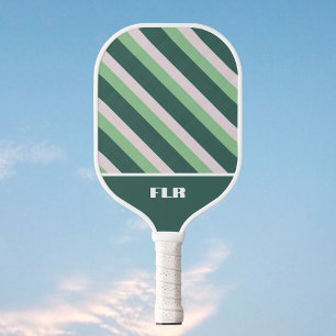 Palas De Pickleball Esmeralda oscura de Boho y rayas verdes de jaulas