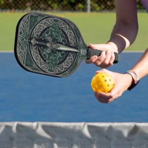 Palas De Pickleball Espada verde celta y plateada