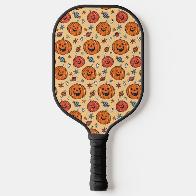 Palas De Pickleball Espeluznante Patrón Halloween de Calabaza (Anverso)