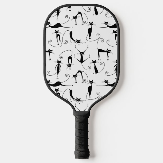 Palas De Pickleball Espinoso patrón de gato negro (Anverso)