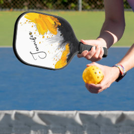 Palas De Pickleball Esplandor de oro sobre el nombre personal negro