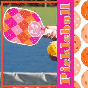 Palas De Pickleball Esporto preppy rosa y Naranja personalizado