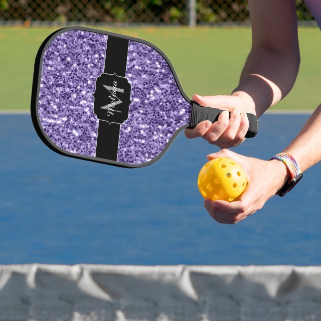 Palas De Pickleball Espuma purpurina púrpura ultravioleta Monograma (in situ)