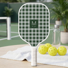 Palas De Pickleball Establecida Est Monograma Moderno de Cuadros Verde