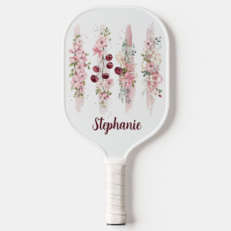 Palas De Pickleball Estampa Floral de Cerezo en Acuarela, Agregar Nomb