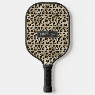 Palas De Pickleball Estampado Animal Leopardo Con Lámina Falsa Negra Y