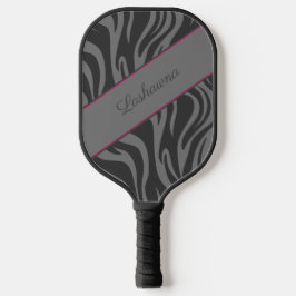 Palas De Pickleball Estampado de cebra negro, gris, rosa intenso perso