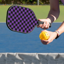 Palas De Pickleball Estampado de cuadros negros y morados