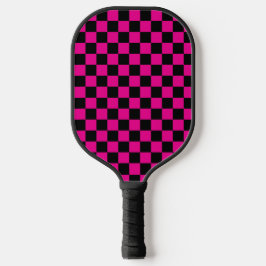 Palas De Pickleball Estampado de cuadros rosa intenso y negro