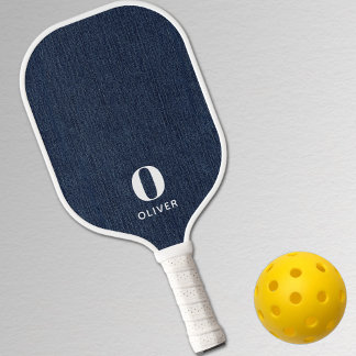 Palas De Pickleball Estampado de denim azul marino moderno monograma