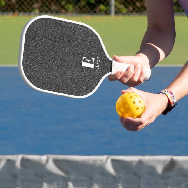 Palas De Pickleball Estampado de denim negro y blanco simple moderno m (in situ)