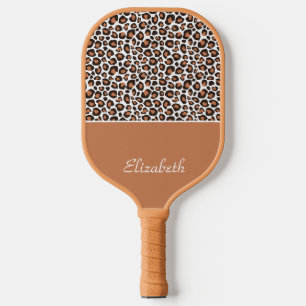 Palas De Pickleball Estampado de leopardo marrón de moda con nombre el