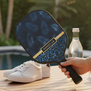 Palas De Pickleball Estampado Floral Tropical de Leopardo Azul Persona