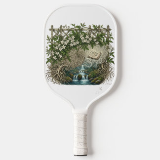 Palas De Pickleball Estética Vintage Floral y Salto de Agua Pickleball