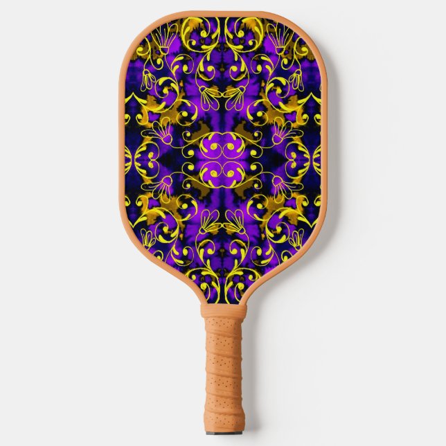 Palas De Pickleball Estilo Art Decó morado y dorado (Anverso)