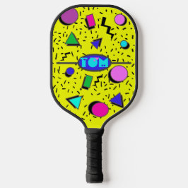 Palas De Pickleball Estilo memphis retro amarillo de los 80