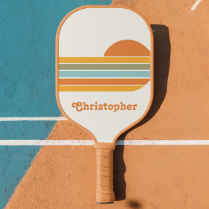 Palas De Pickleball Estilo retro Sunrise Pastel Rainbow nombre del gui