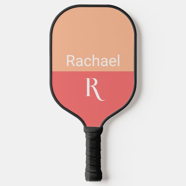 Palas De Pickleball Estiloso Monograma Nombre Típografía Peach (Anverso)