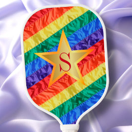 Palas De Pickleball Estrella del orgullo gay con bandera arcoíris LGBT