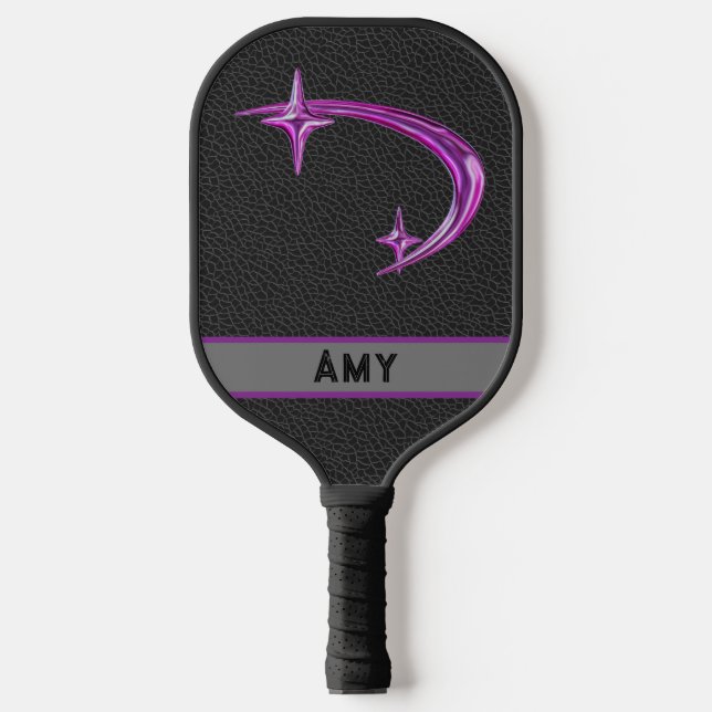 Palas De Pickleball Estrella metálica rosa caliente personalizada (Anverso)