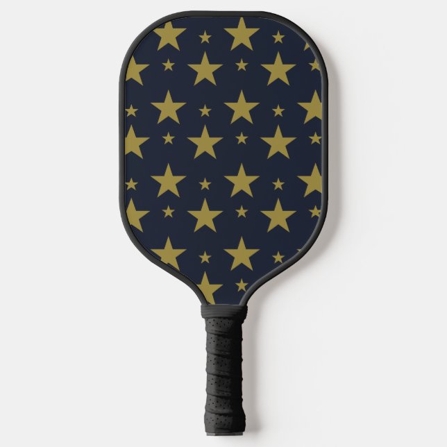 Palas De Pickleball Estrellas doradas sobre azul marino - Elegante y a (Anverso)