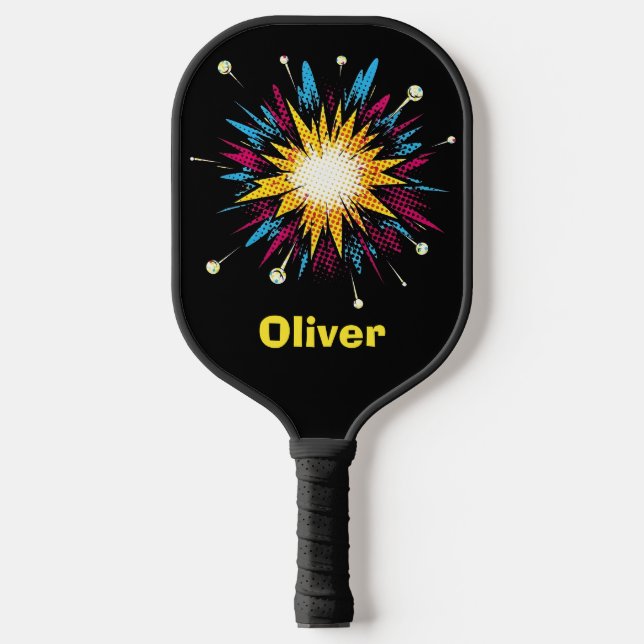 Palas De Pickleball Explosión de cómic de arte pop retro (Anverso)