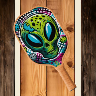 Palas De Pickleball Extraterrestre Enigmática: Cabeza Alienígena Verde