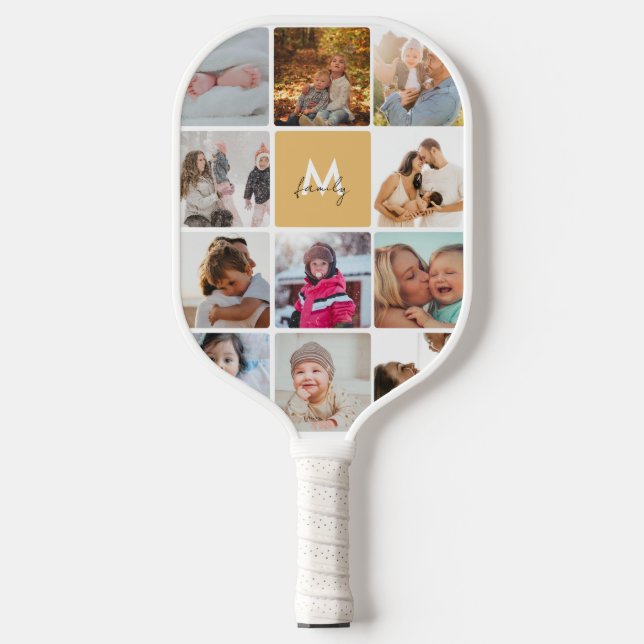 Palas De Pickleball Familia de monogramas simples de 22 Collages de fo (Anverso)