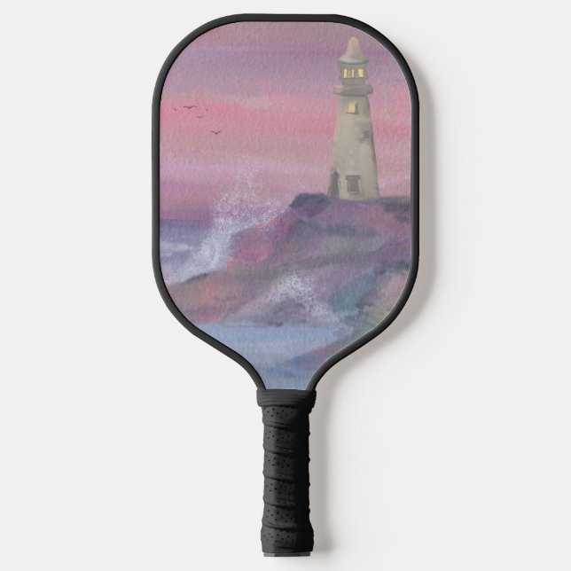Palas De Pickleball Faro Azul Costero Con Cielo Rosa (Anverso)
