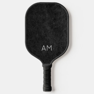 Palas De Pickleball Faux Black Leather Two Letter Monograma