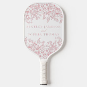 Palas De Pickleball Favor de boda floral vintage Chinoiserie rosa