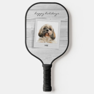 Palas De Pickleball Feliz feriado Mascota Foto Script Rustic