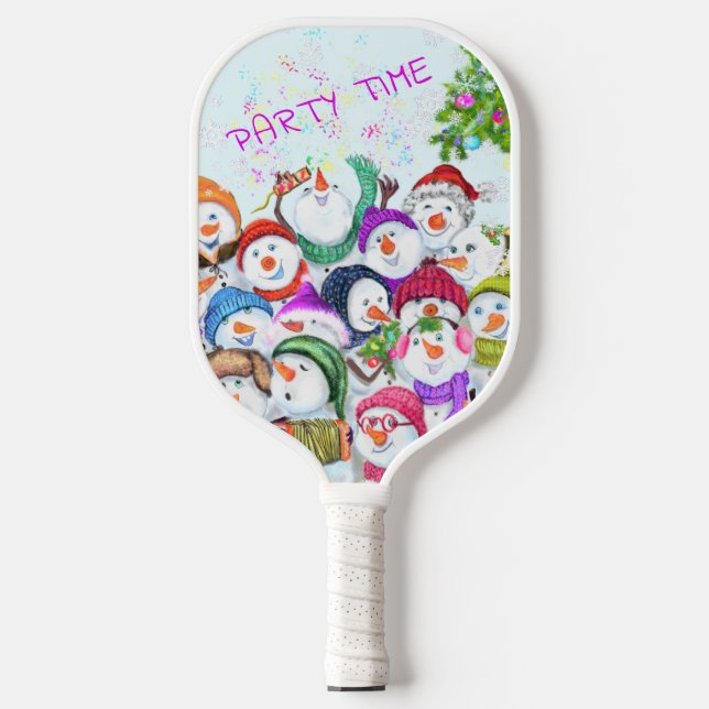 Palas De Pickleball Feliz Fiesta de Navidades Snowmans (Anverso)