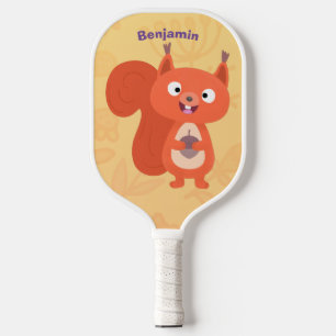 Palas De Pickleball Feliz ilustracion de personalizado de ardilla roja