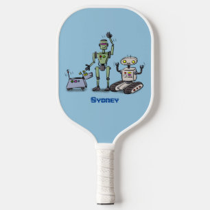 Palas De Pickleball Feliz personalizado de trío de robots lindos