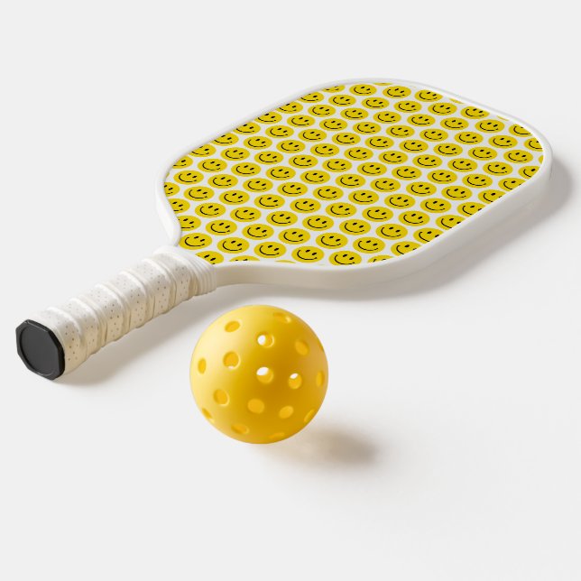 Palas De Pickleball Feliz sonrisa Face NOMBRE Emoji Amarillo Black Whi (Distribución 2)