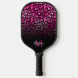 Palas De Pickleball Femenino Monograma Ombre de Leopardo Rosa Caliente
