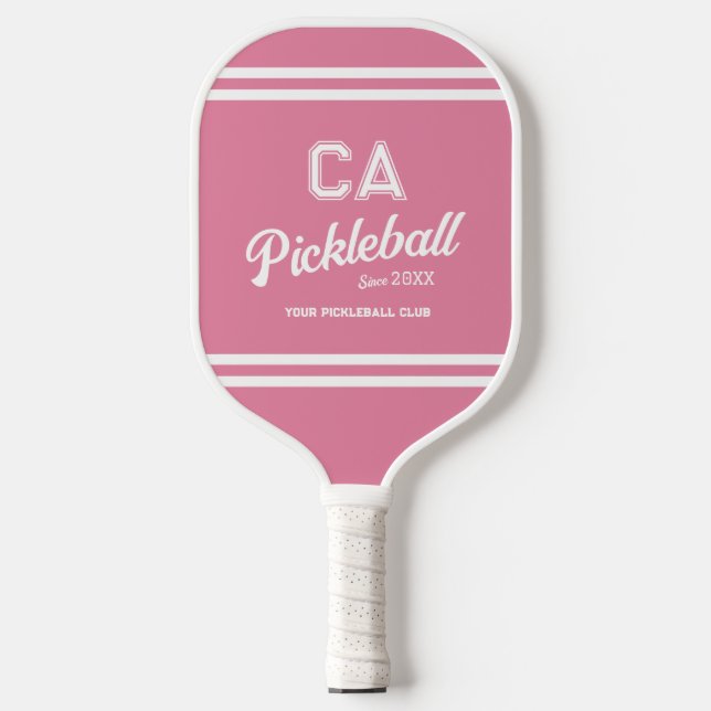 Palas De Pickleball Fiesta Escudo del Club de Pickleball Verde Preppy (Anverso)