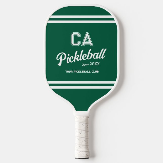 Palas De Pickleball Fiesta Escudo del Club de Pickleball Verde Preppy (Anverso)