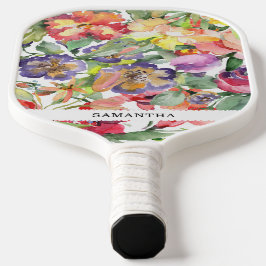 Palas De Pickleball Fiesta floral de verano acuarela
