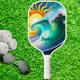 Palas De Pickleball Firma colorida de sol y surf