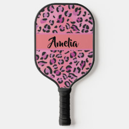 Palas De Pickleball Firma de leopardo rosa y Naranja retro