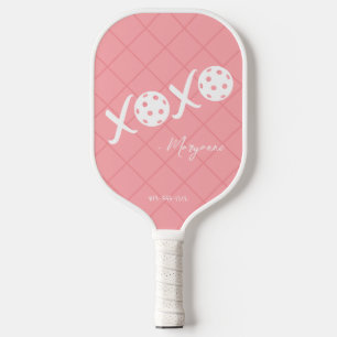Palas De Pickleball Firma personalizada XOXO rosa y blanco
