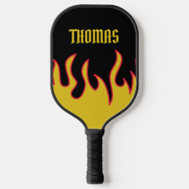 Palas De Pickleball Flamas amarillas, rojas y negras personalizadas