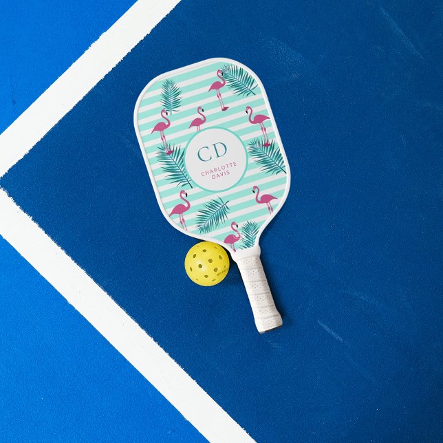 Palas De Pickleball flamenco rosa rayas verde menta hojas de palma nom (Subido por el creador)