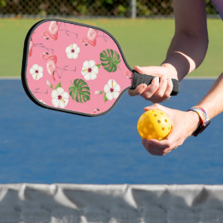 PALAS DE PICKLEBALL FLAMENCOS ROSADOS HIBISCO BLANCO TROPICAL