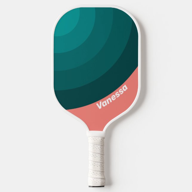 Palas De Pickleball Flamingo Aqua Circle Stripe with Name (Anverso)